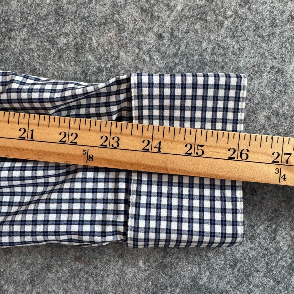 Mizzen+Main XL Trim Fit Blue White Gingham Men's Leeward Collection Dress Shirt - Picture 10 of 10